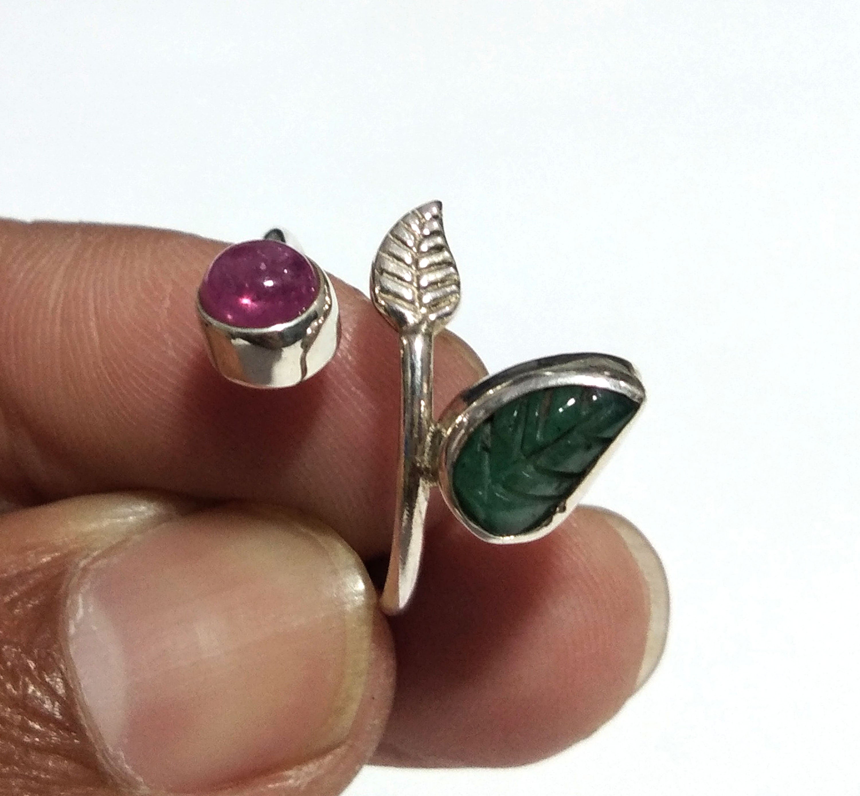 Emerald/Ruby Stone Ring, 925 Solid Starling Silver Ring, Stone Size 9x5 mm to 5x5 mm Emerald/Red Ruby Stone Gift New Year Ring, Wedding Ring
